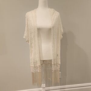 Cream Fringe Kimono Cardigan